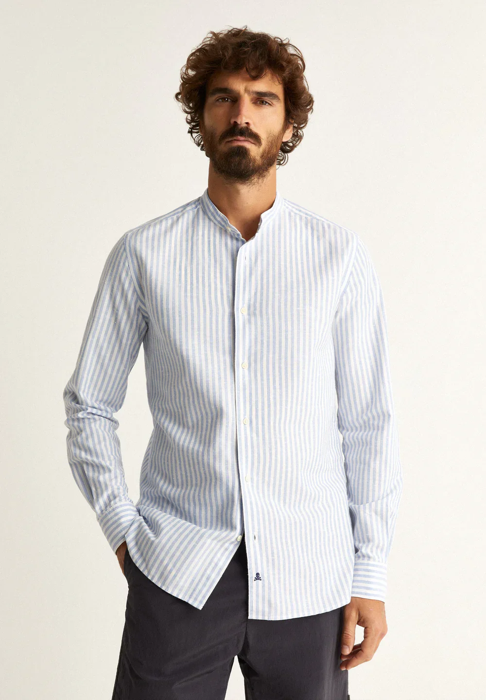 Camisa Abbot Mao Light Blue Stripes 39 - Image 3