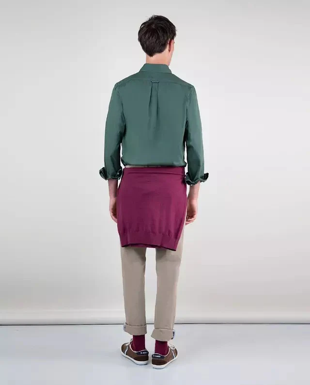Camisa Algodon Garment Dyed Verde Oscuro - Image 3