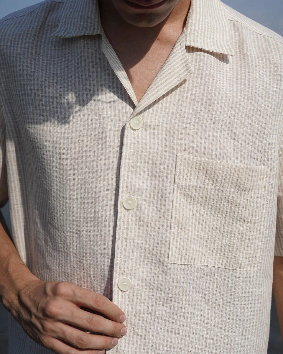 Camisa Portofino Beige Stripe - Image 3