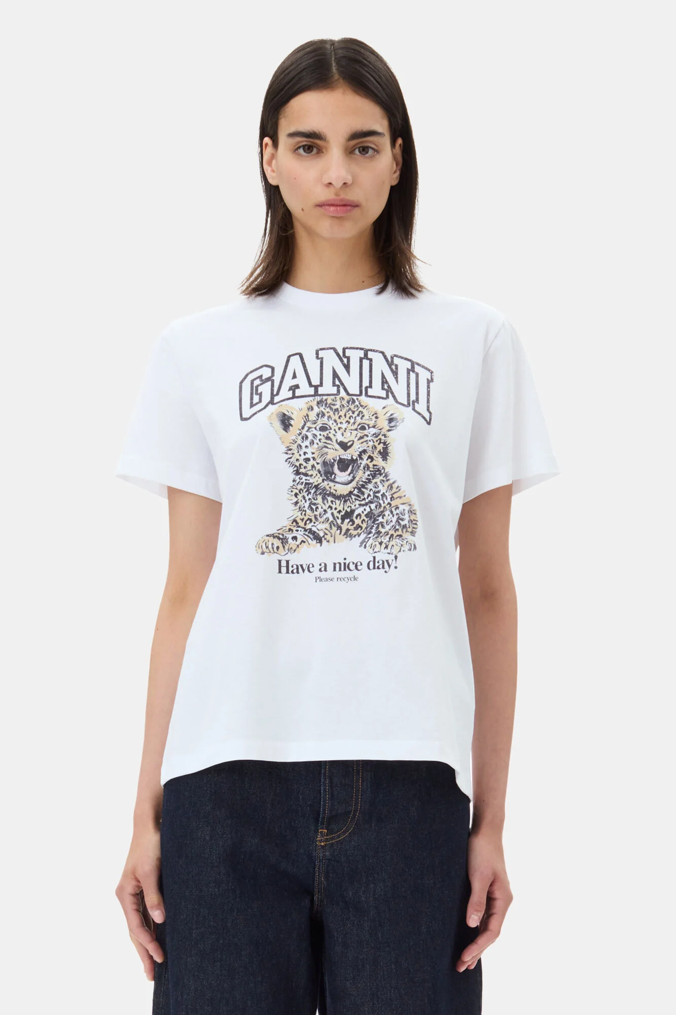 T-Shirt Básica Holgada de Leopardo