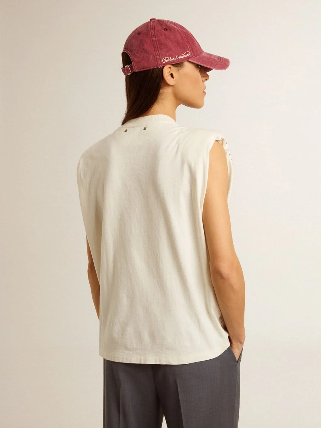T-Shirt Golden Goose Mujer Sleeveless Padded Shoulder - Image 4