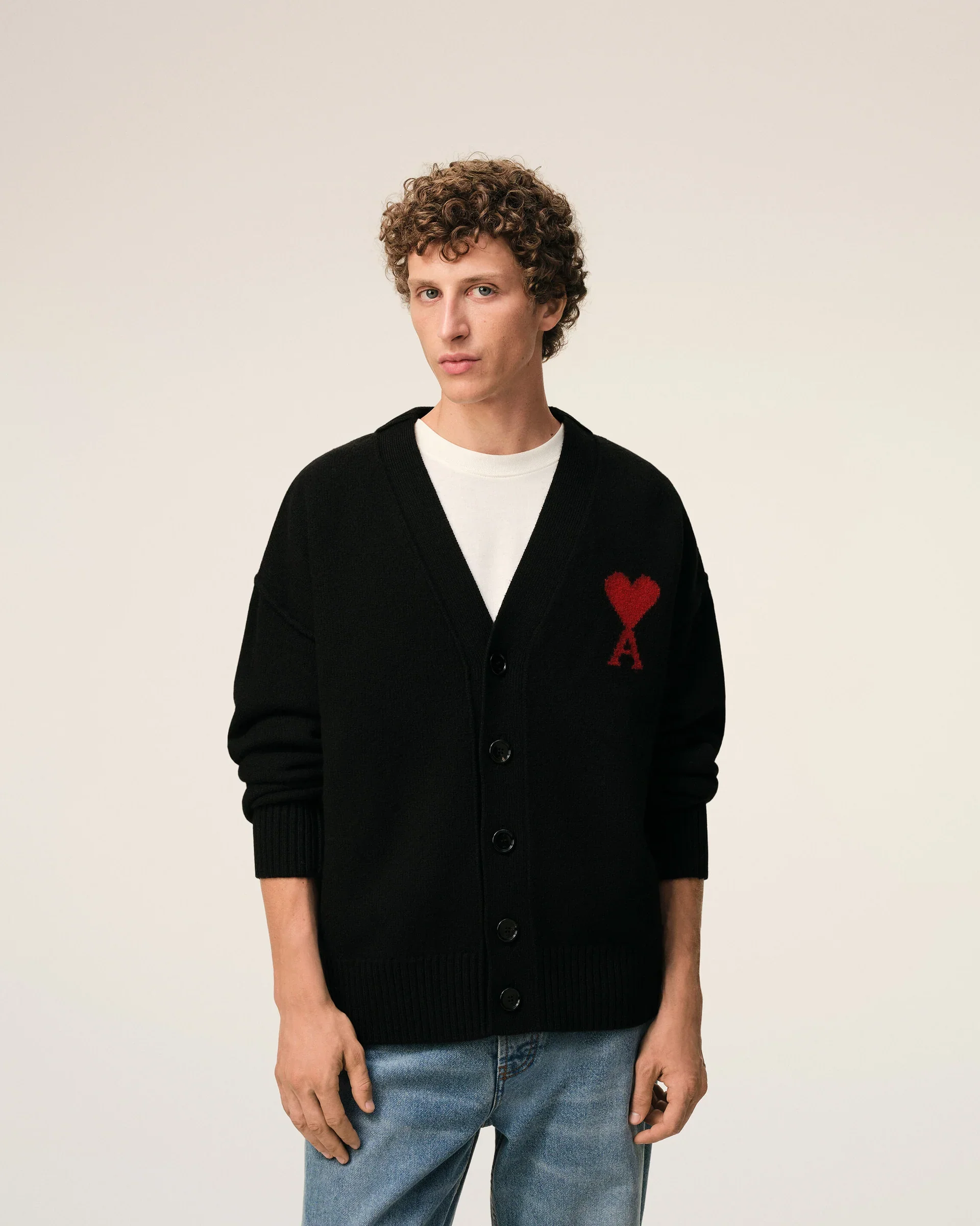Cárdigan De Lana Negra Con Detalles Contrastantes De Ami De Coeur Unisex - Image 4