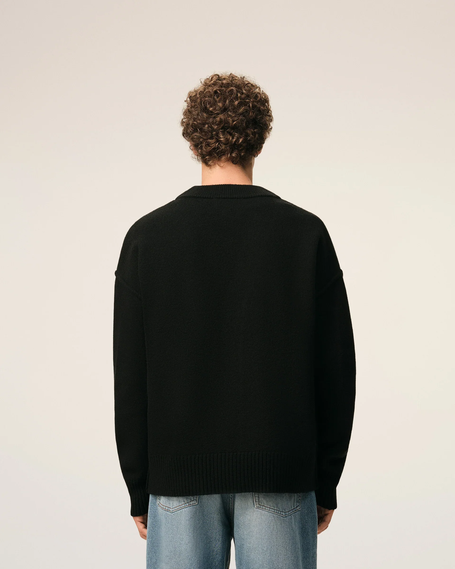 Cárdigan De Lana Negra Con Detalles Contrastantes De Ami De Coeur Unisex - Image 5