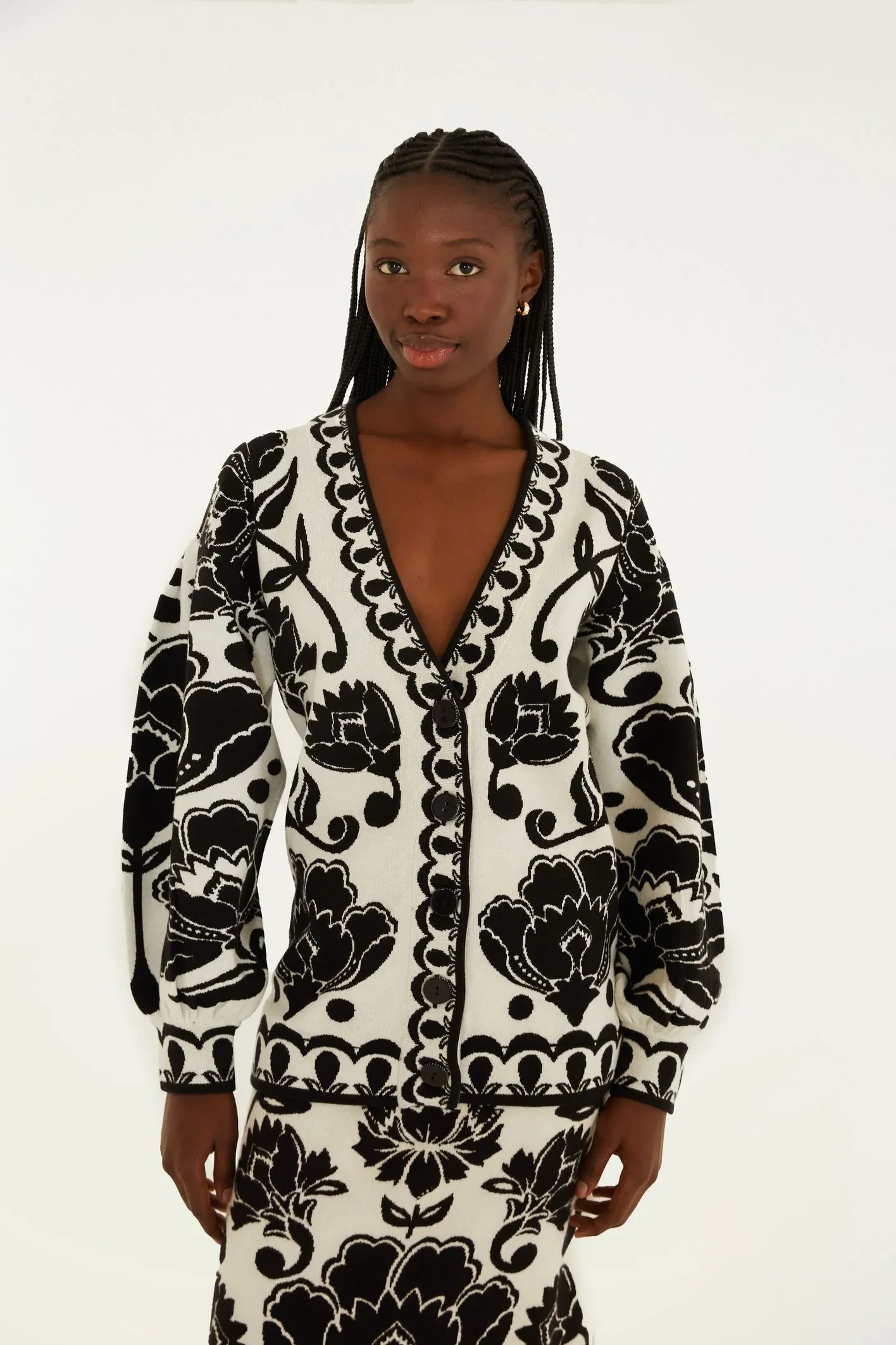 Cardigan Tricot Floral Arabesque