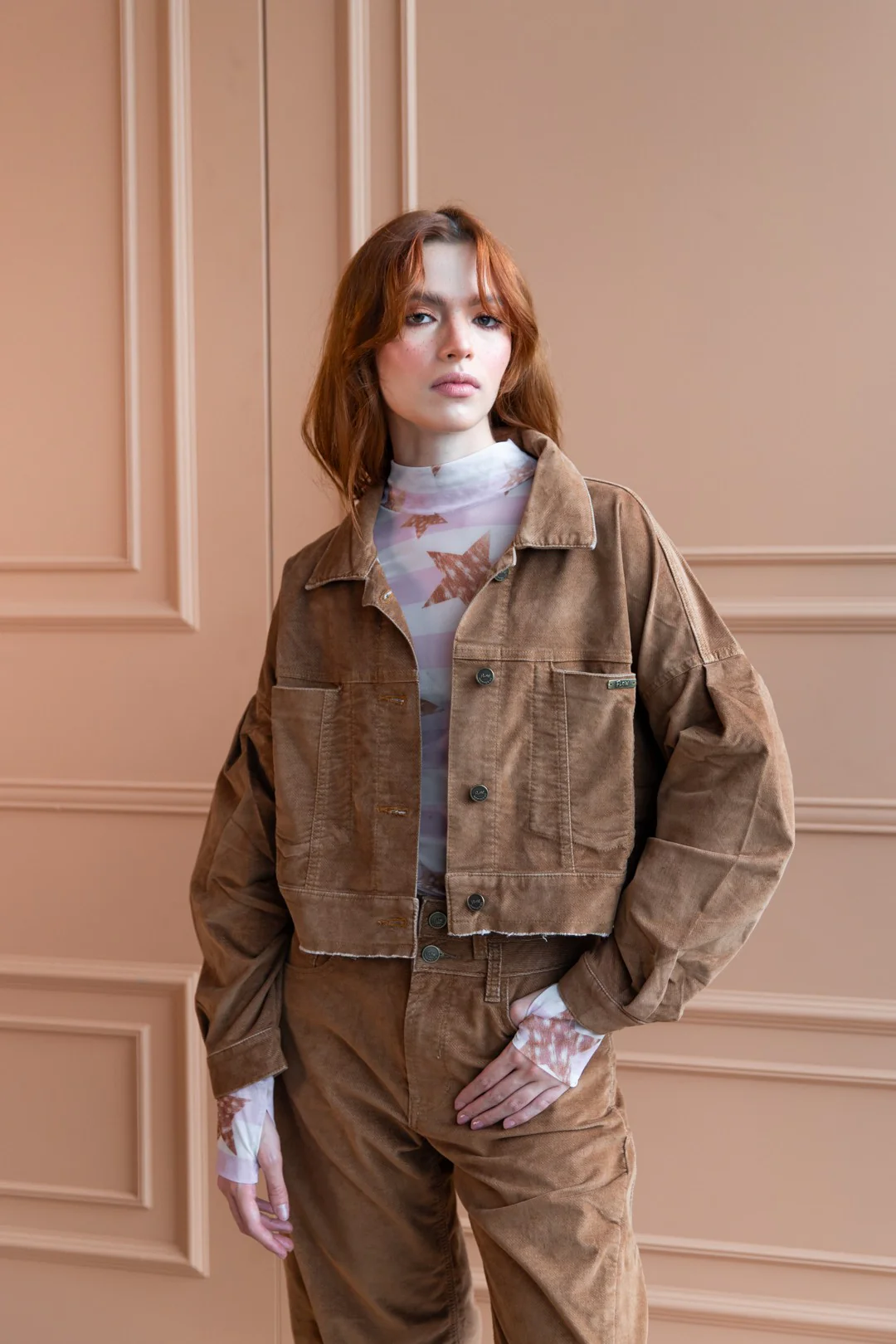 Chaqueta Balloon Velvet Caramel - Image 3