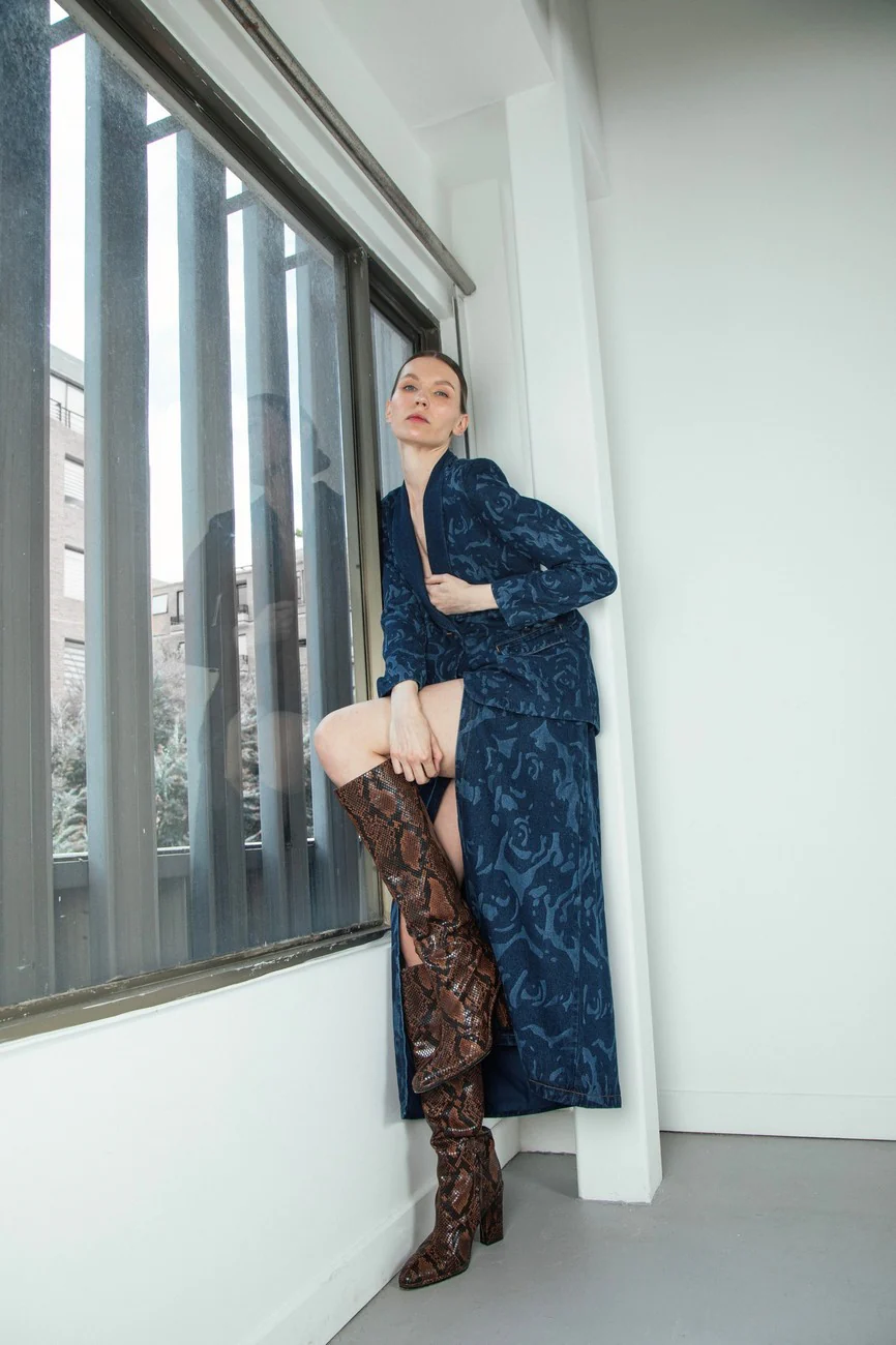 Falda Denim Laser Flores - Image 3