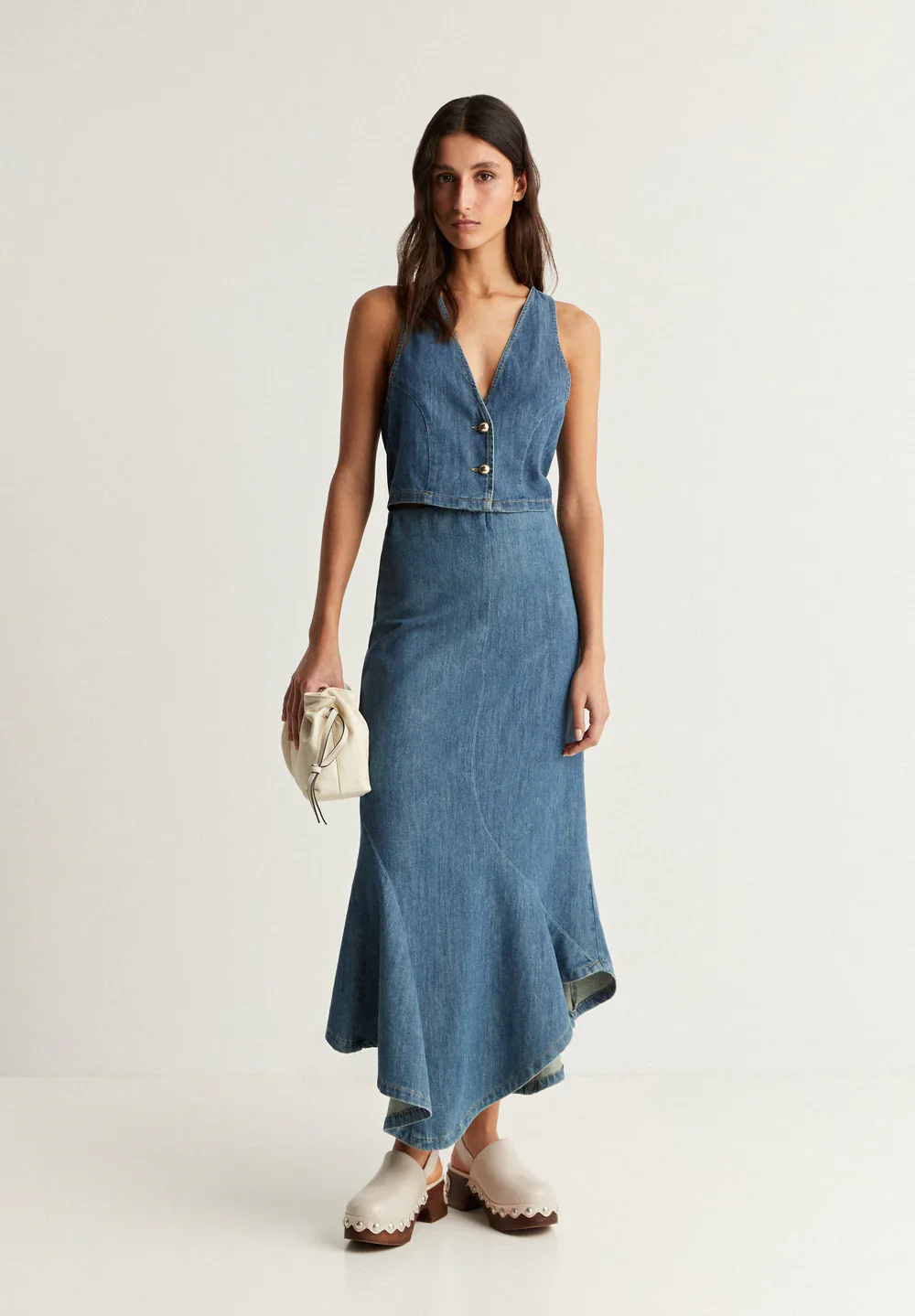 Falda Denim Ruffle
