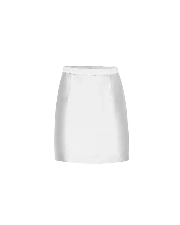 Falda Mini De Taffeta Con Canutillos