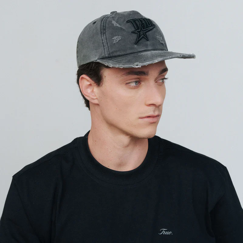 Gorra De Golf Con Efecto Lavado De Estrellas Negra - Image 4
