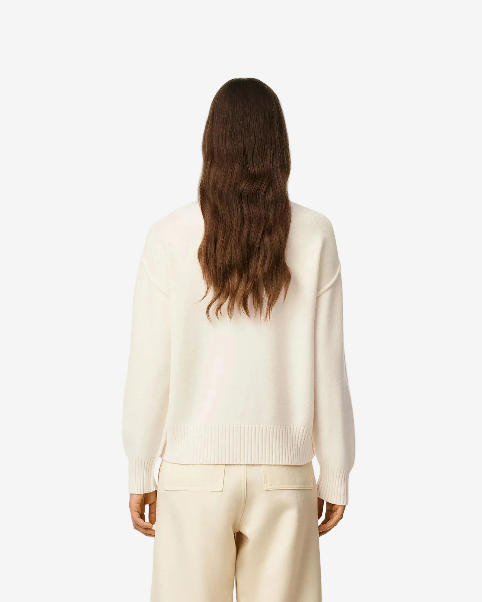 Jersey De Cuello Redondo De Lana Blanca Ami De Coeur Unisex - Image 3