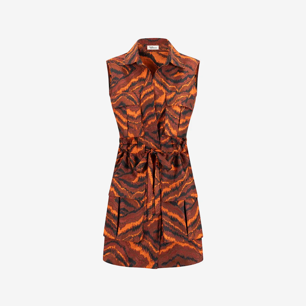 Mini Vestido Sahariana Jacquard Gillet