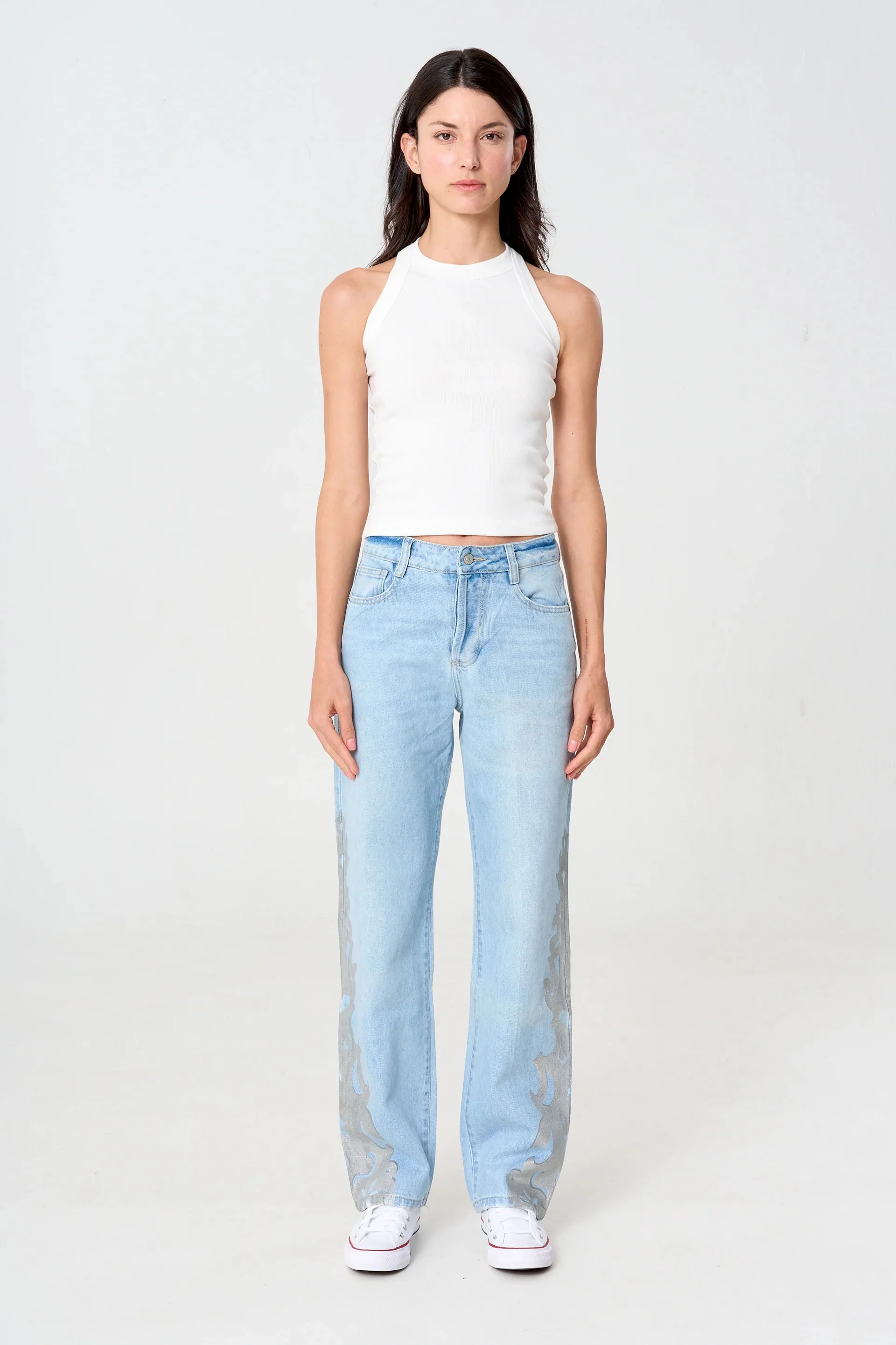 Pantalón Estampado Plata
