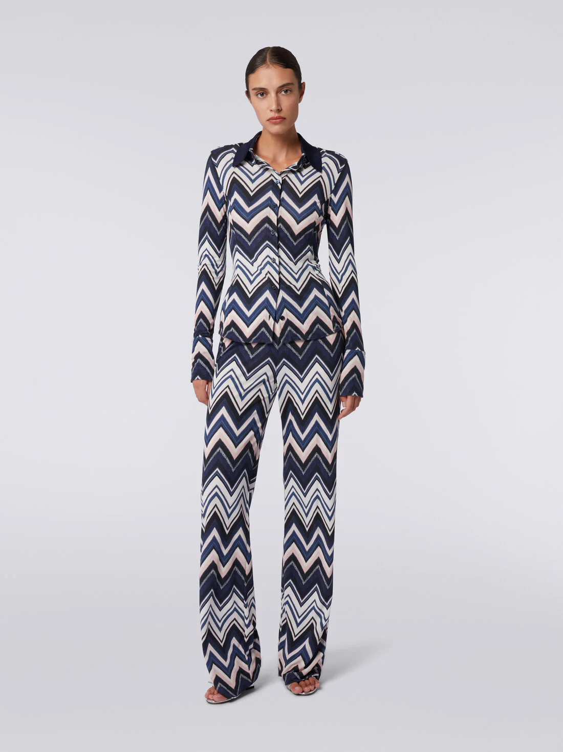 Pantalones De Viscosa Con Estampado Zigzag