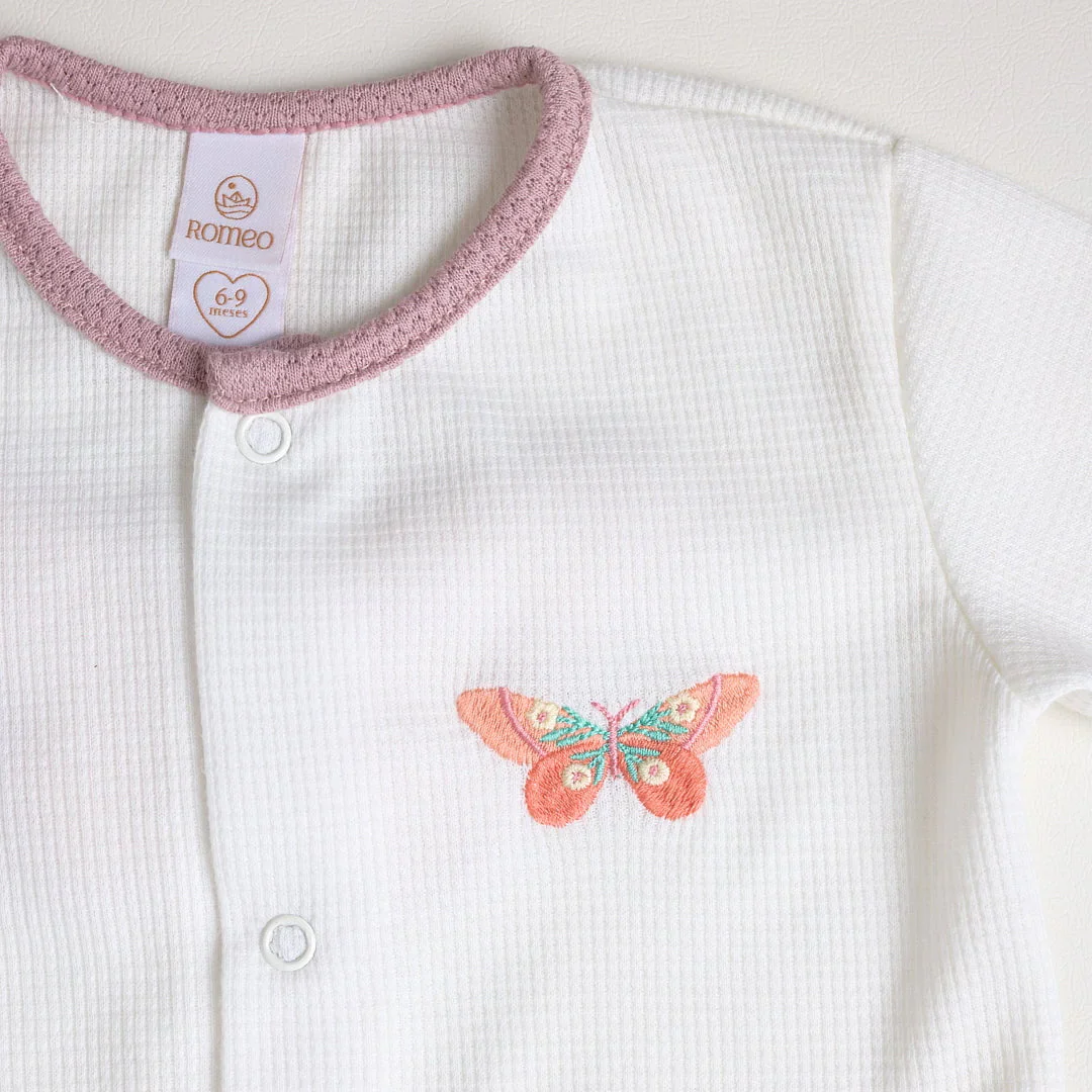 Pijama Floral Mariposa Crudo