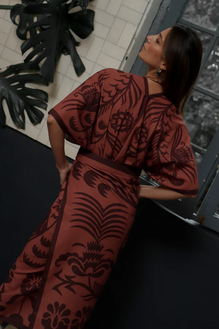 Midi Falda Sari Agave Linen Terracota - Image 2