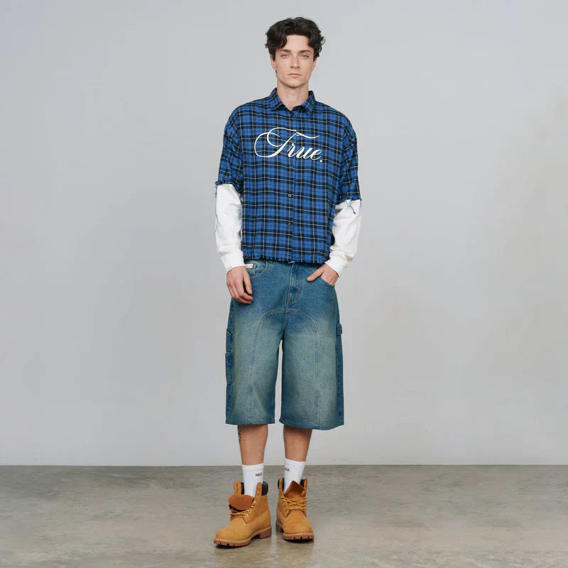 Shorts Con Cortes Azul - Image 6