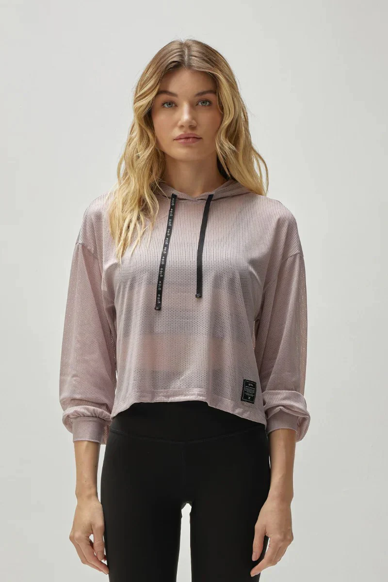 Hoodie con Capucha en Malla Translucida