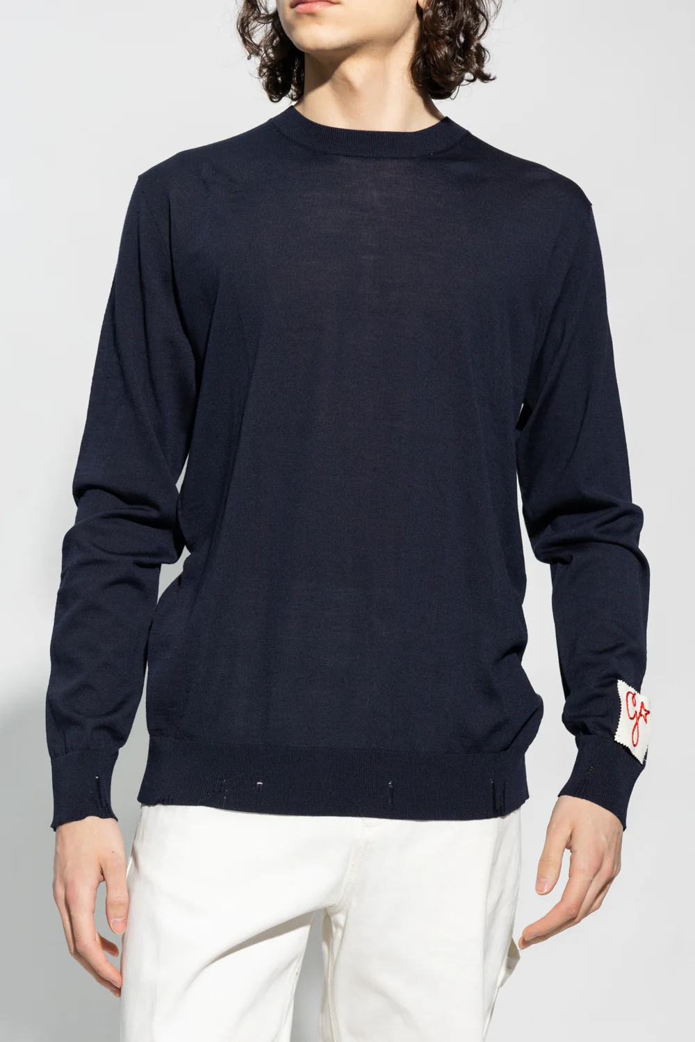 Sweater Golden Knit Crew Neck Light Wool