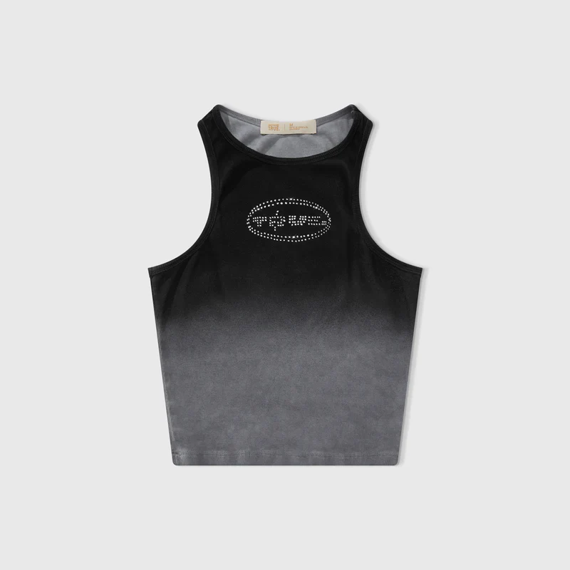 Tank Top Con Diamantes De Imitación Degradados Negra