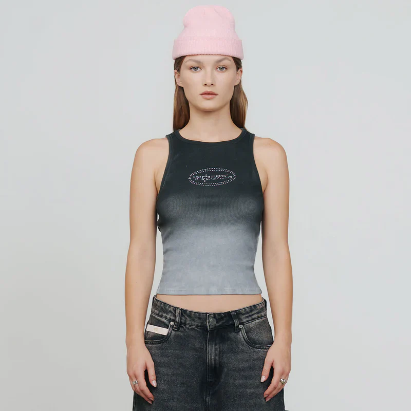 Tank Top Con Diamantes De Imitación Degradados Negra - Image 2