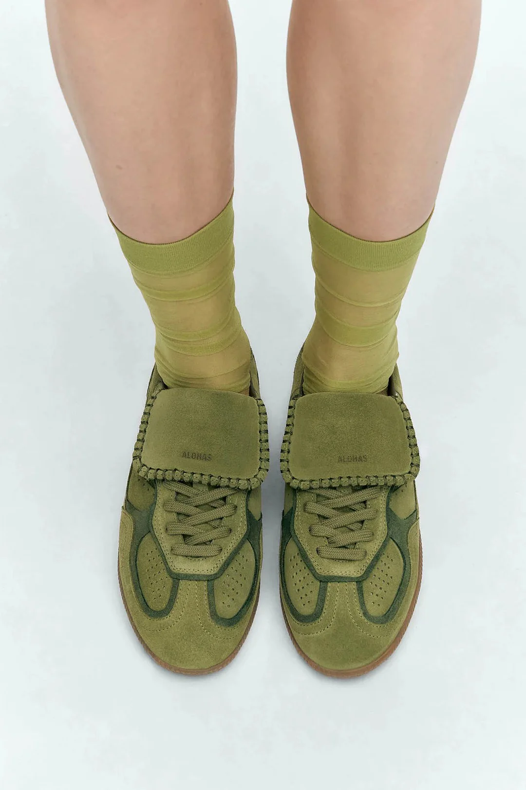 Tenis Alohas De Mujer Tb.490 Club Suede Green Leather - Image 7
