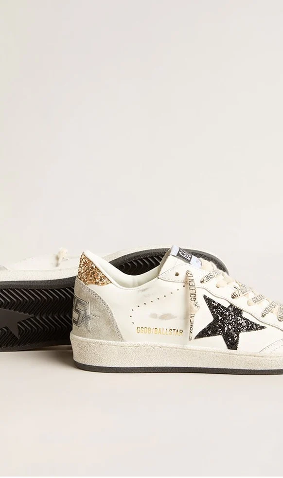 Tenis Golden Goose Ballstar Leather Glitter Star Suede Spur Mujer - Image 3