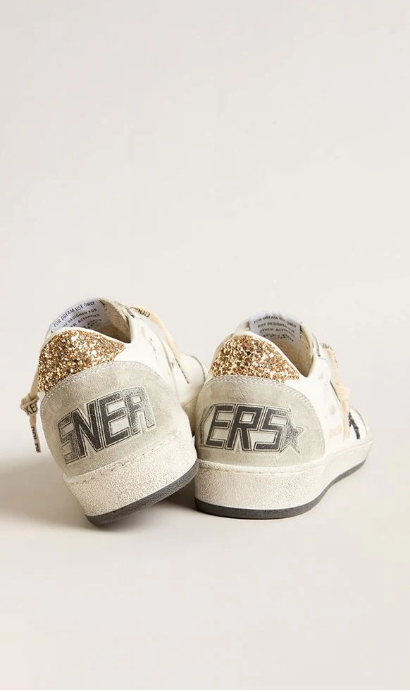 Tenis Golden Goose Ballstar Leather Glitter Star Suede Spur Mujer - Image 4