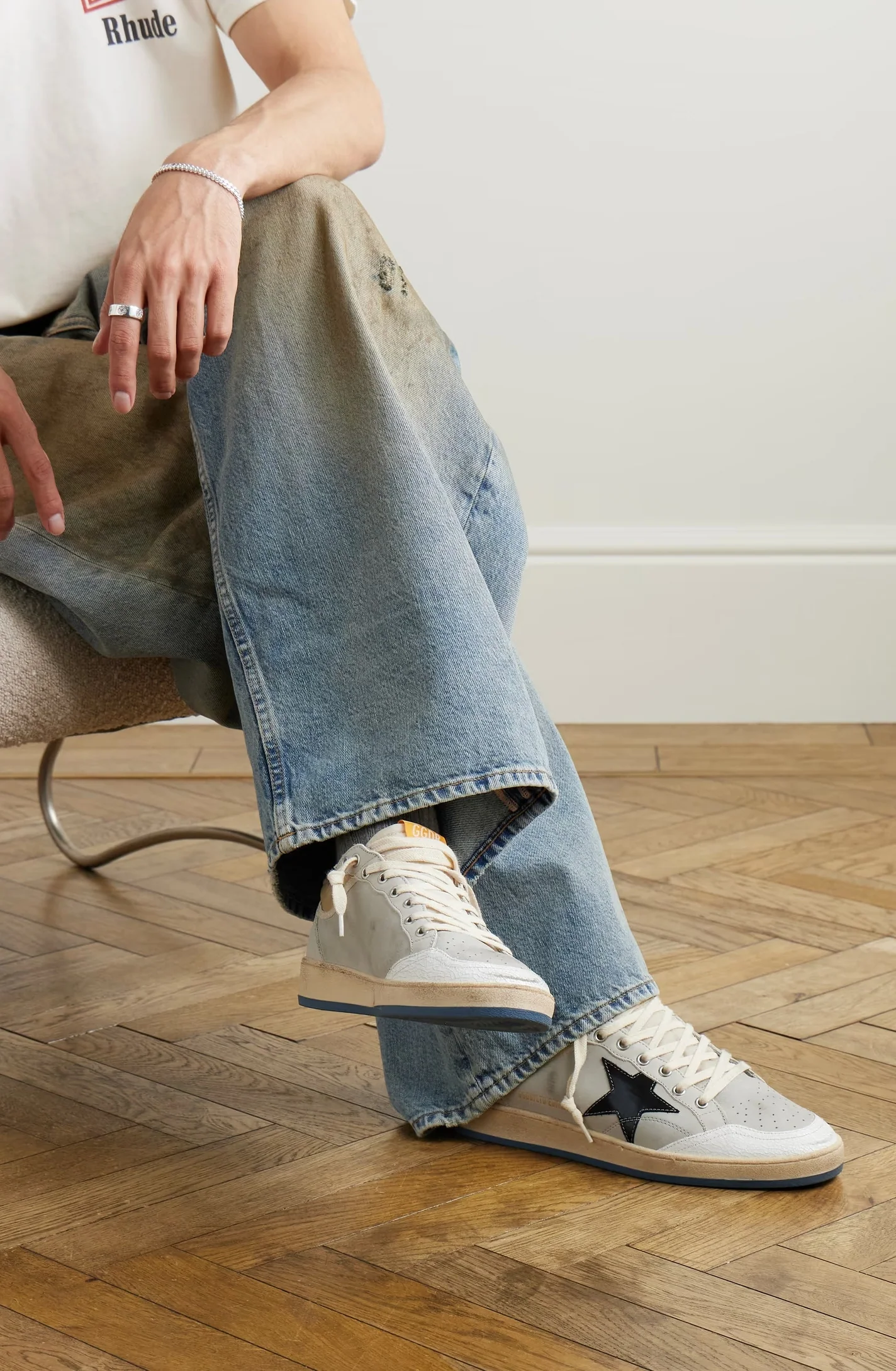 Tenis Golden Goose Ballstar Nabuk And Nylon Crack Leather Hombre - Image 5