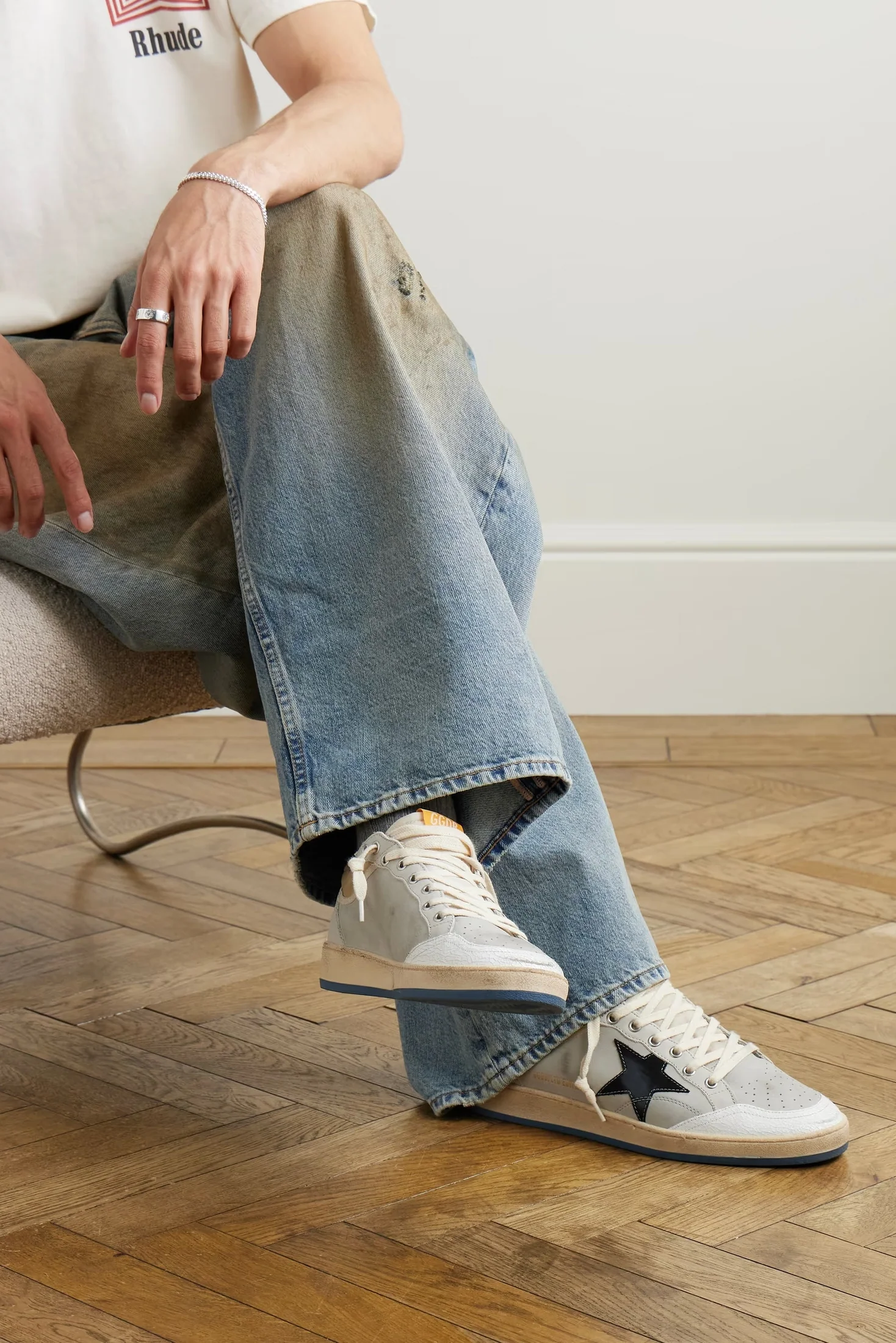 Tenis Golden Goose Ballstar Nabuk And Nylon Crack Leather Hombre - Image 6