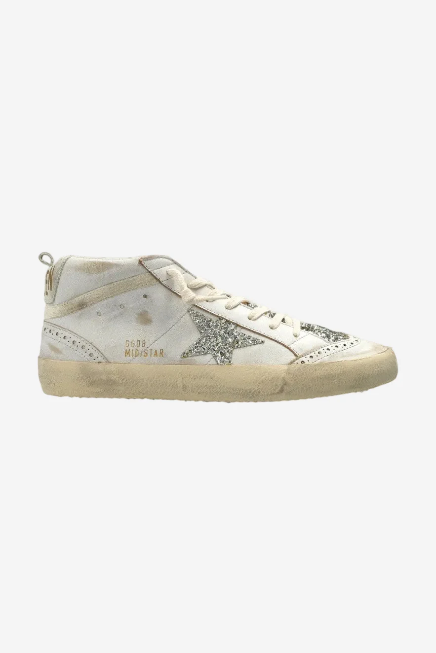 Tenis Golden Goose Mid Star Leather Glitter Tongue And Star Mujer