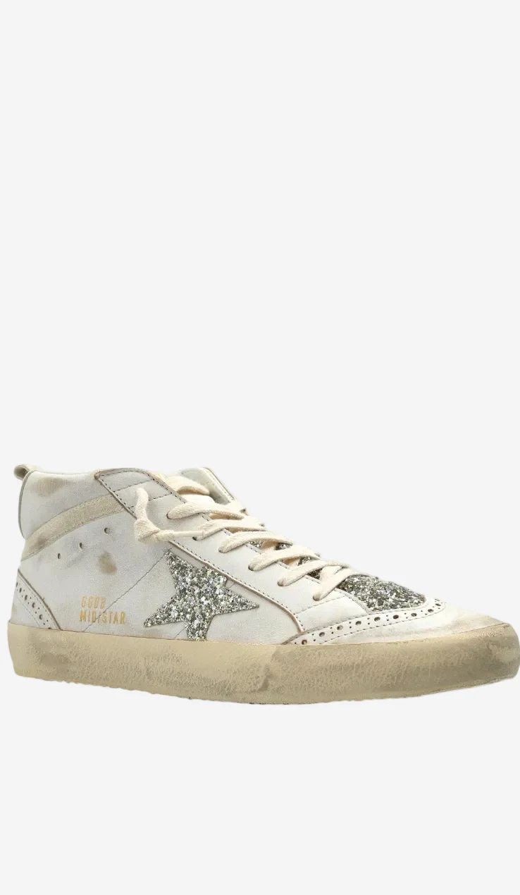 Tenis Golden Goose Mid Star Leather Glitter Tongue And Star Mujer - Image 2