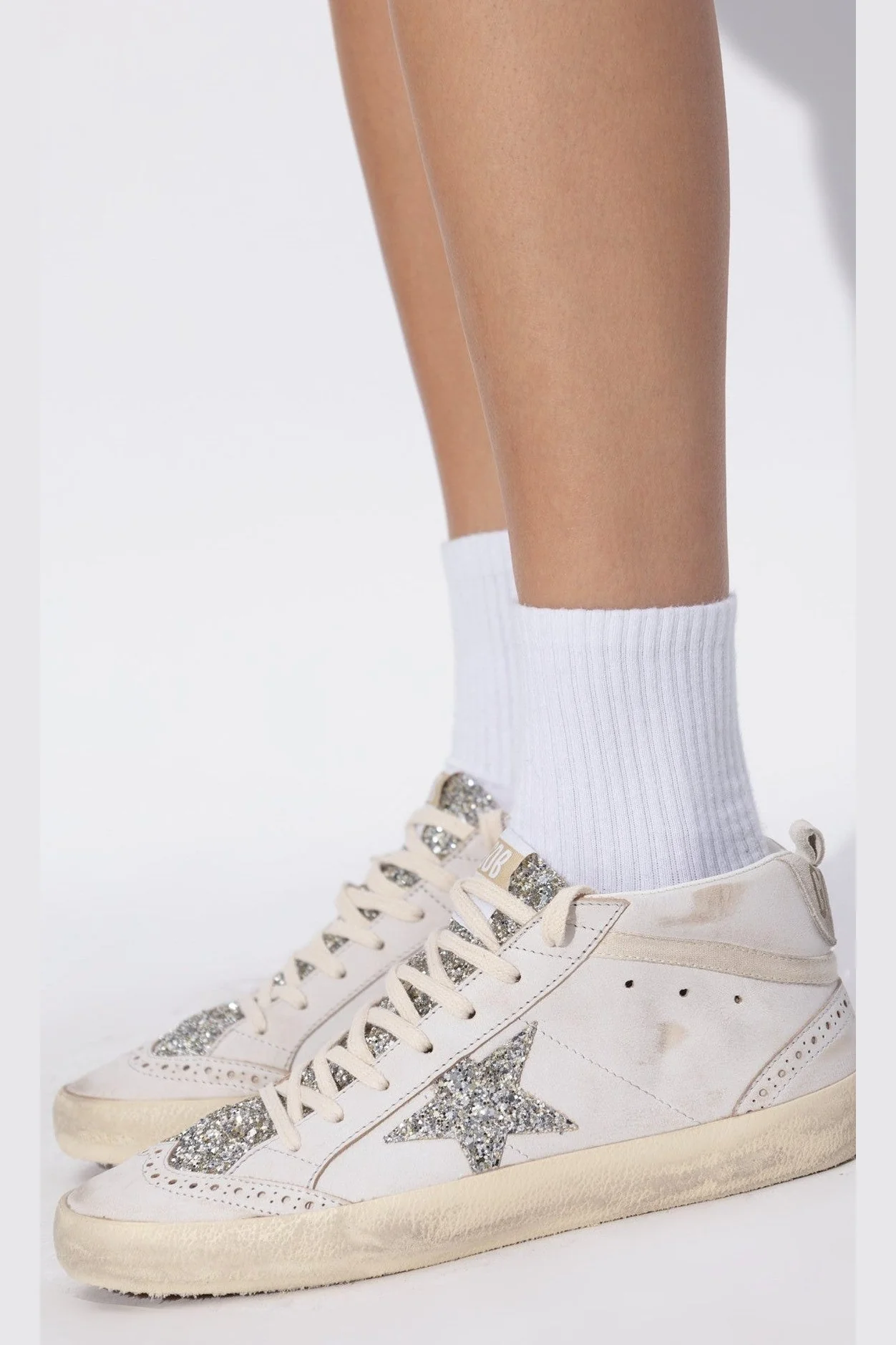 Tenis Golden Goose Mid Star Leather Glitter Tongue And Star Mujer - Image 5