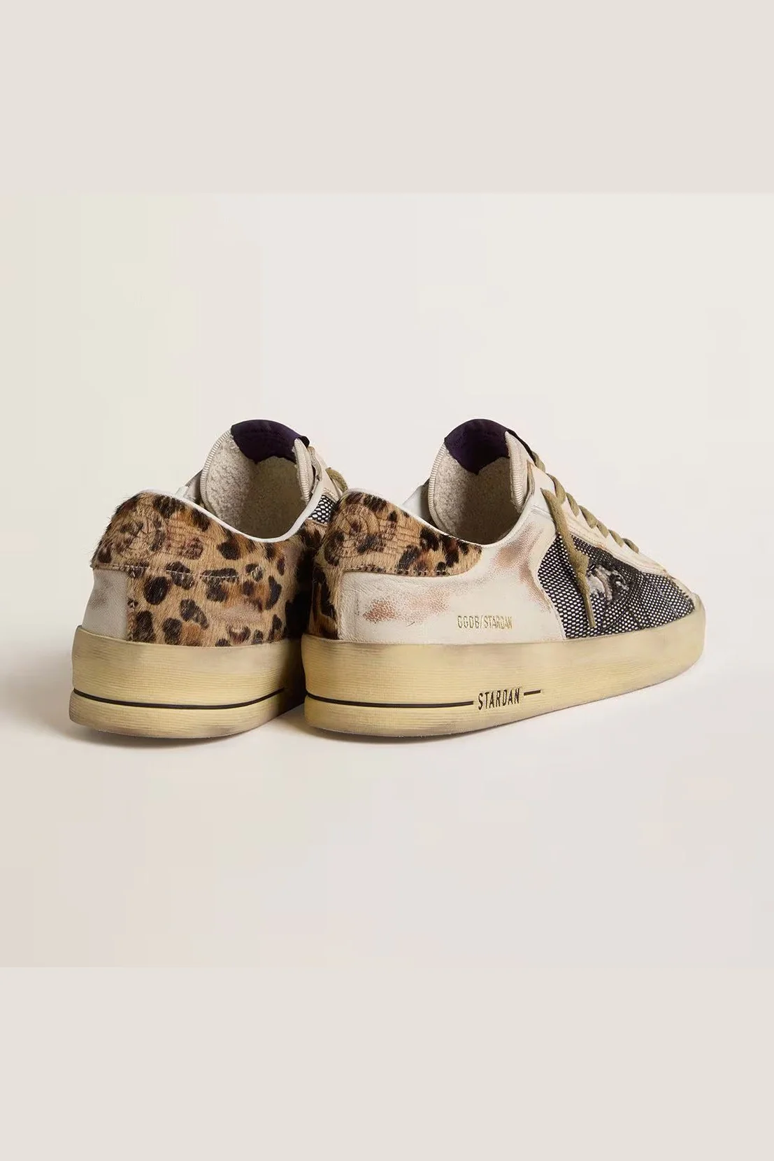 Tenis Golden Goose Stardan Nappa Leather Net Upper Horsy Heel Mujer - Image 4