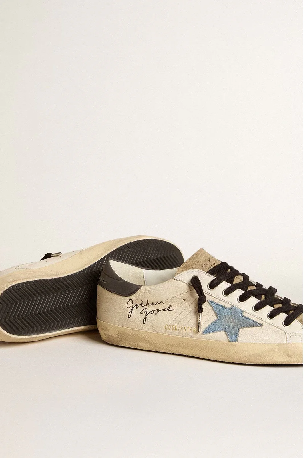 Tenis Golden Goose Super Star Classic Suede Toe And Tongue Denim Star Hombre - Image 3