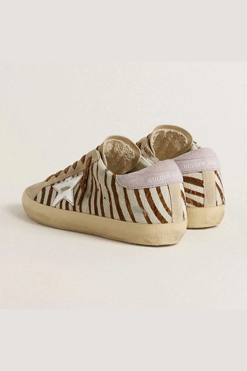 Tenis Golden Goose Super Star Zebra Horsy Laminated Star Mujer - Image 4