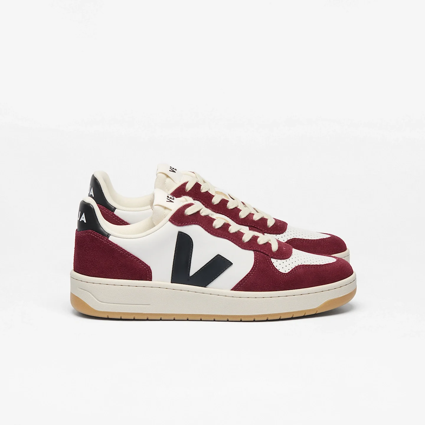 Tenis Veja De Hombre V-10 Leather White Black Amarante