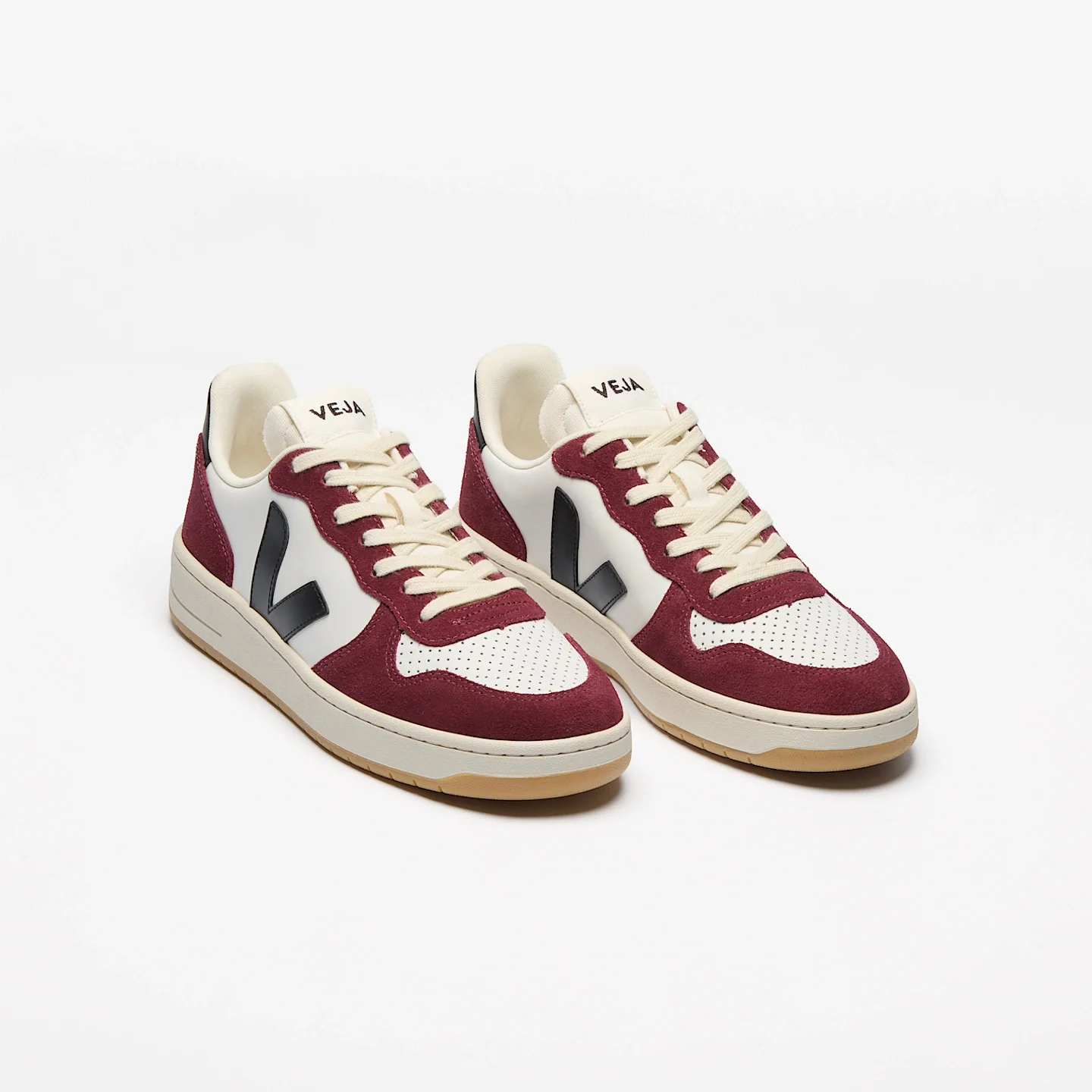 Tenis Veja De Hombre V-10 Leather White Black Amarante - Image 2