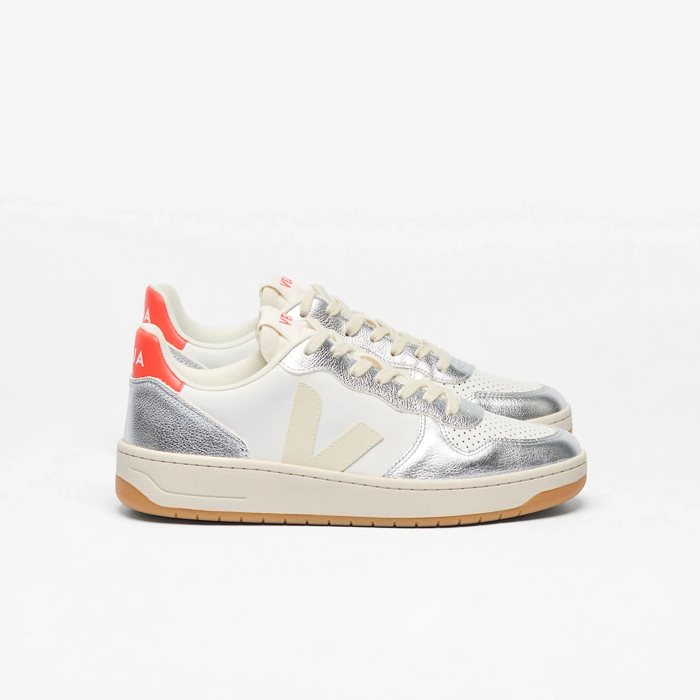 Tenis Veja De Mujer V-10 Leather White Pierre Silver