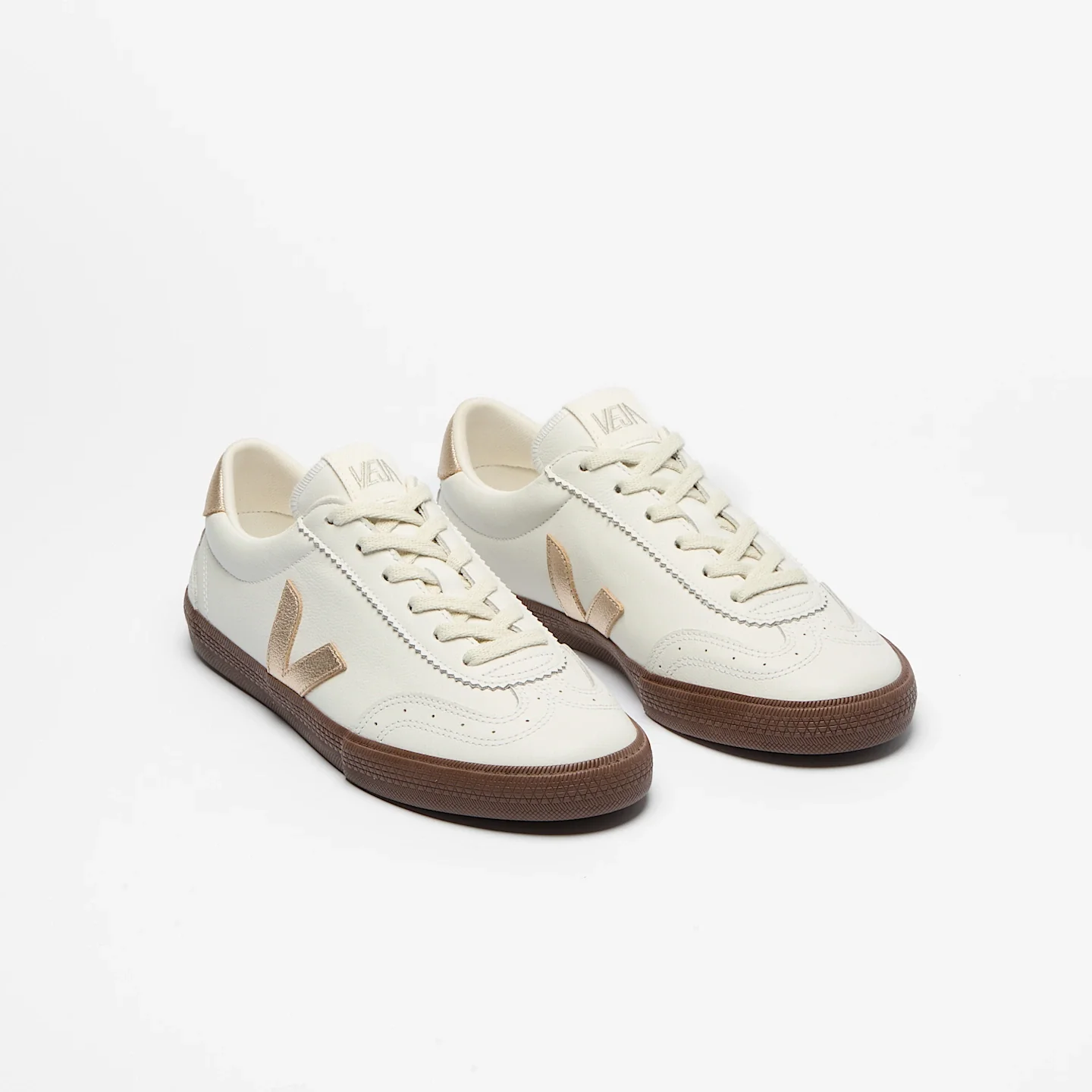 Tenis Veja De Mujer Volley Leather White Platine Bark - Image 2