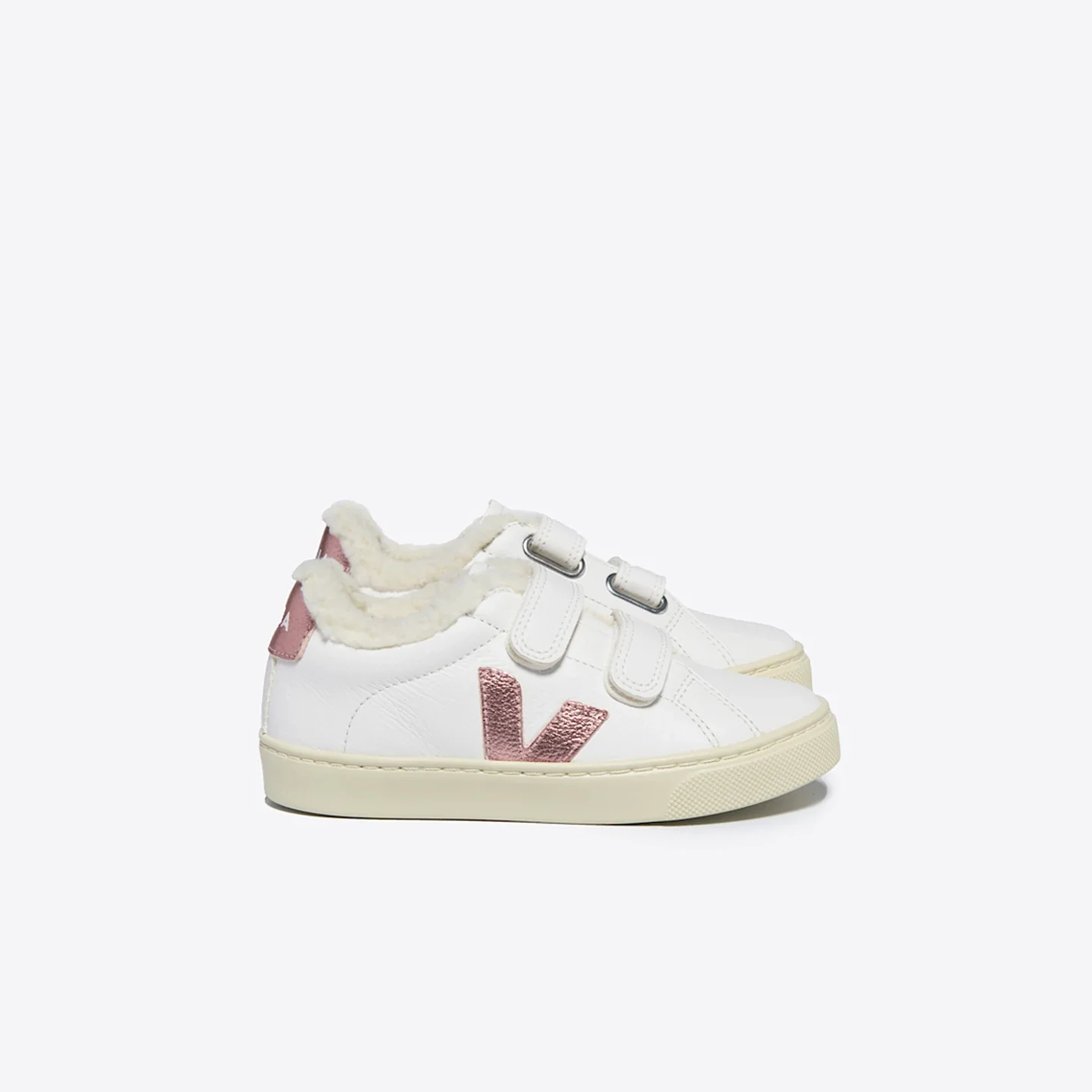 Tenis Veja Kids Esplar Fured Leather White Nacre