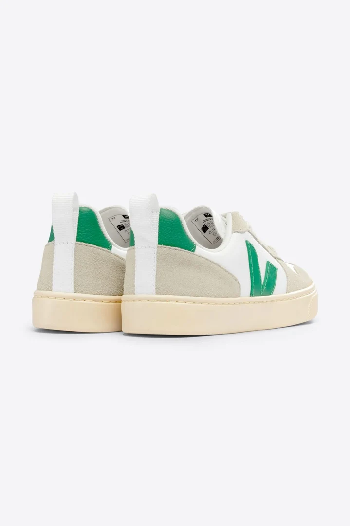 Tenis Veja Kids V-10 leather white emeraude almond - Image 3