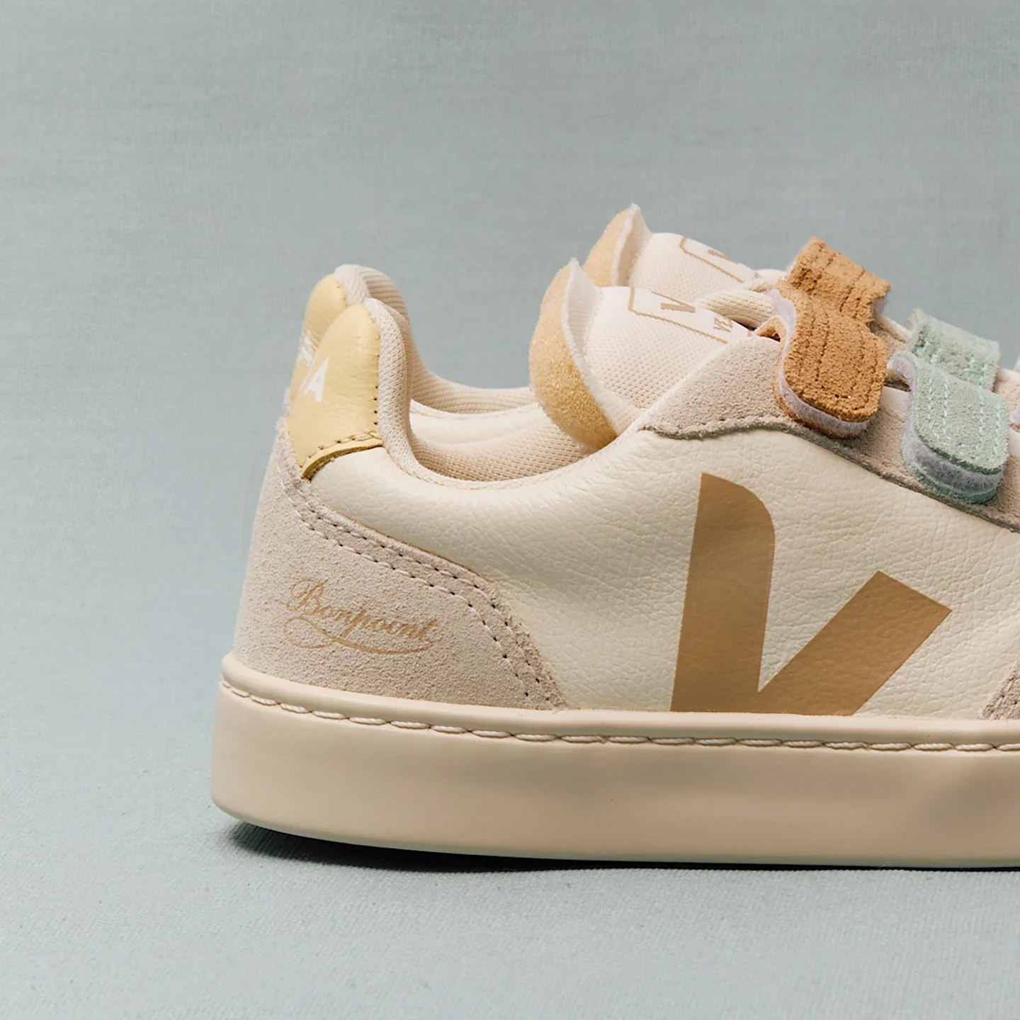 Tenis Veja Kids V-90 X Bonpoint Leather Pure Almond Natural - Image 4