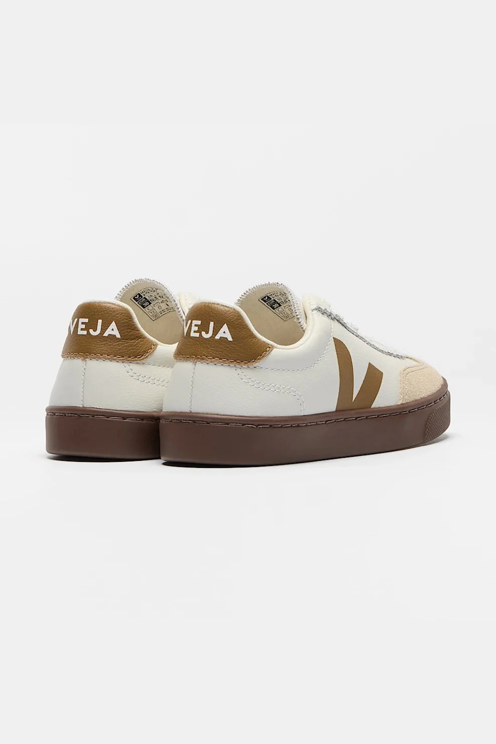 Tenis Veja Kids Volley Elastic Laces Leather White Almond Bark - Image 3