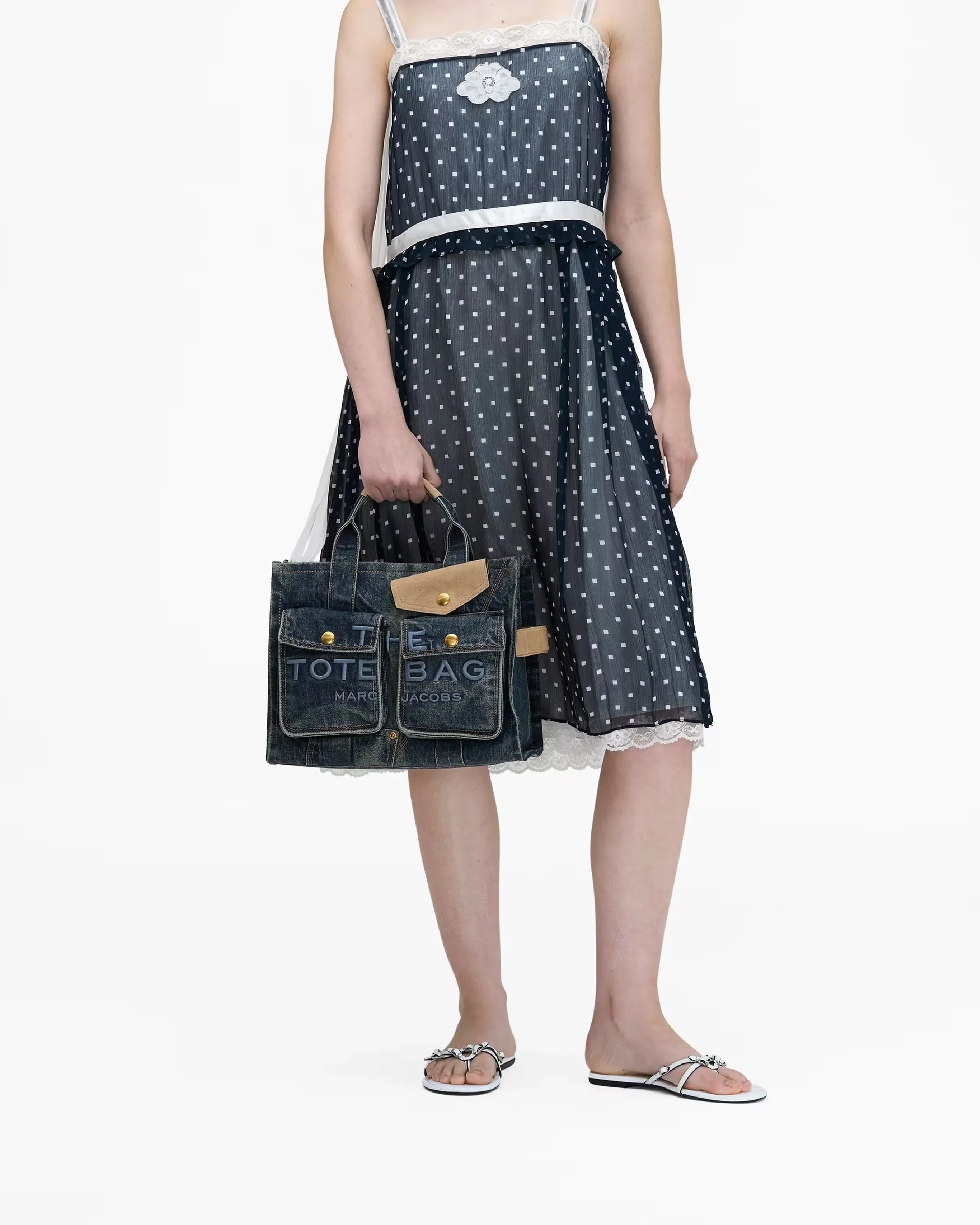 The Denim Suede Medium Cargo Tote Bag - Image 3