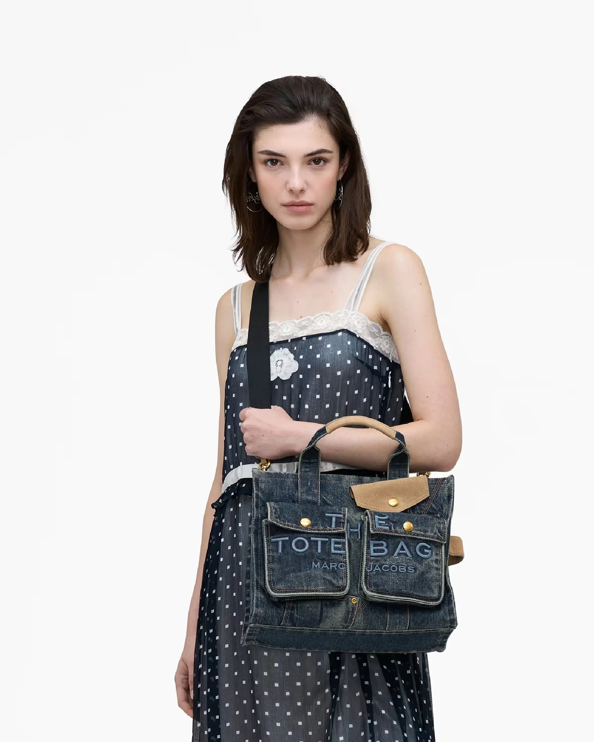The Denim Suede Medium Cargo Tote Bag - Image 4
