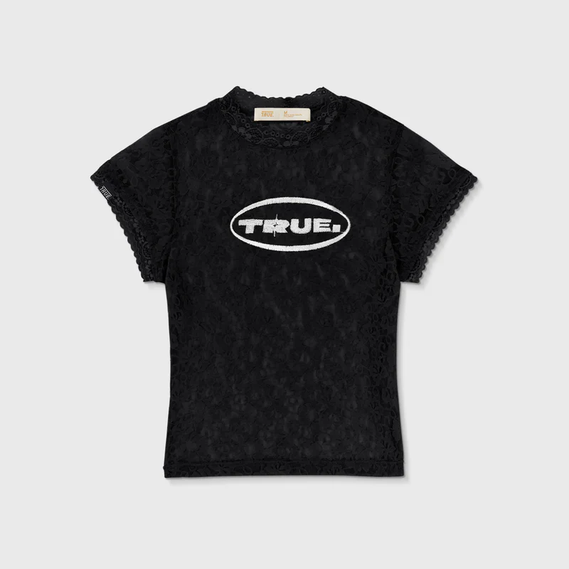 Top De Bebé Con Encaje Floral Negra - Image 4