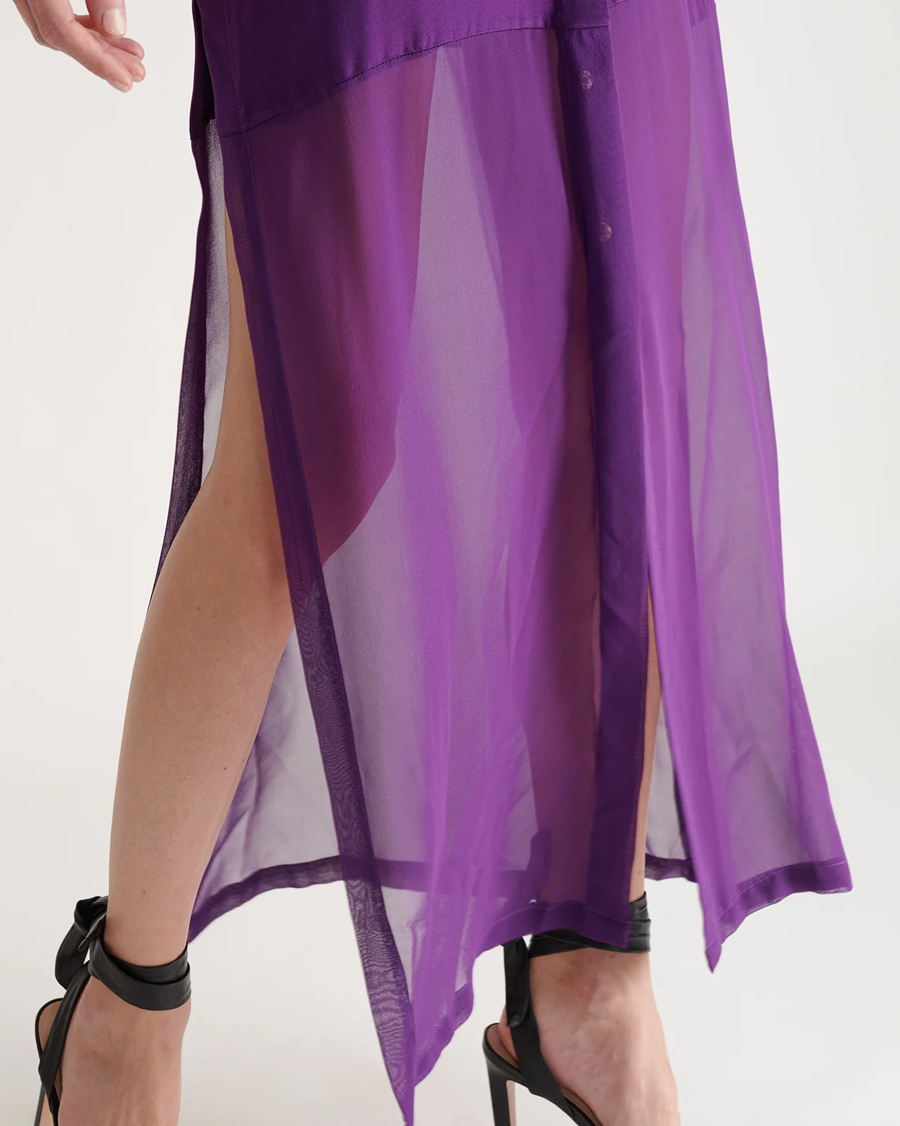 Maxi Vestido Camisero Seda Chiffon - Image 4