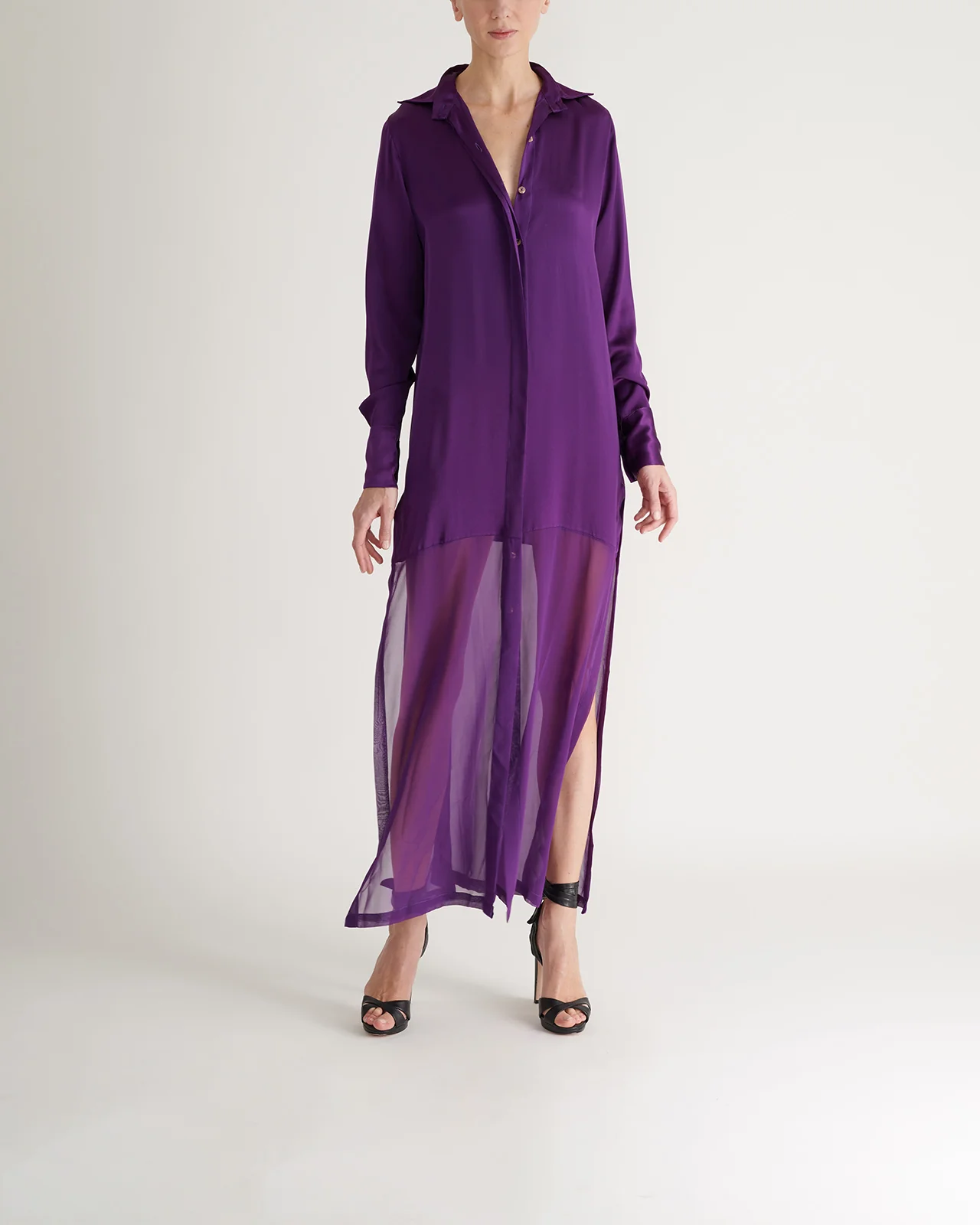 Maxi Vestido Camisero Seda Chiffon - Image 5