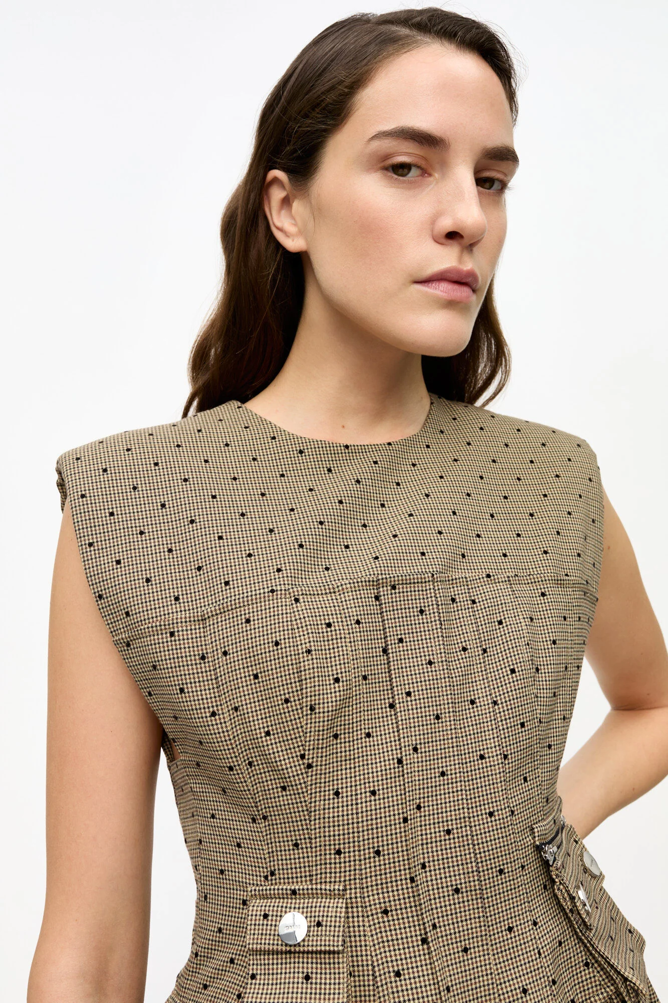Mini Vestido Flock Check Suiting Corset - Image 4