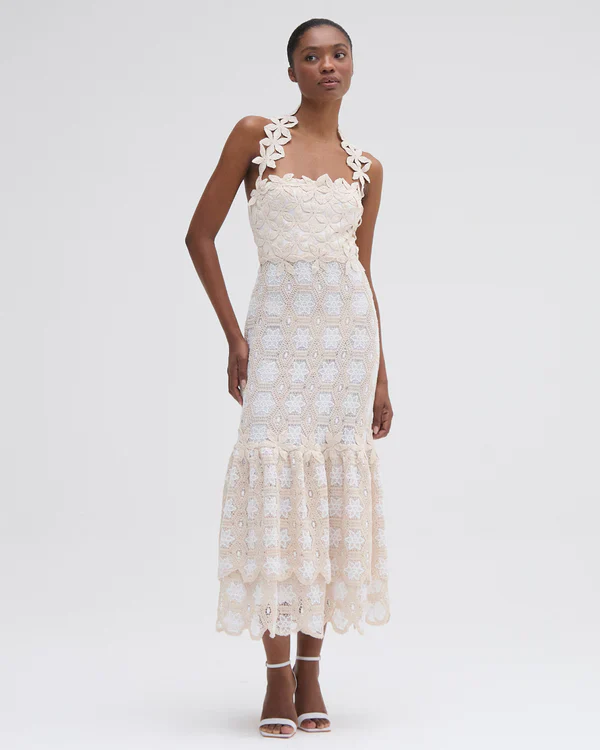 Vestido Midi De Crochet Natural - Image 2